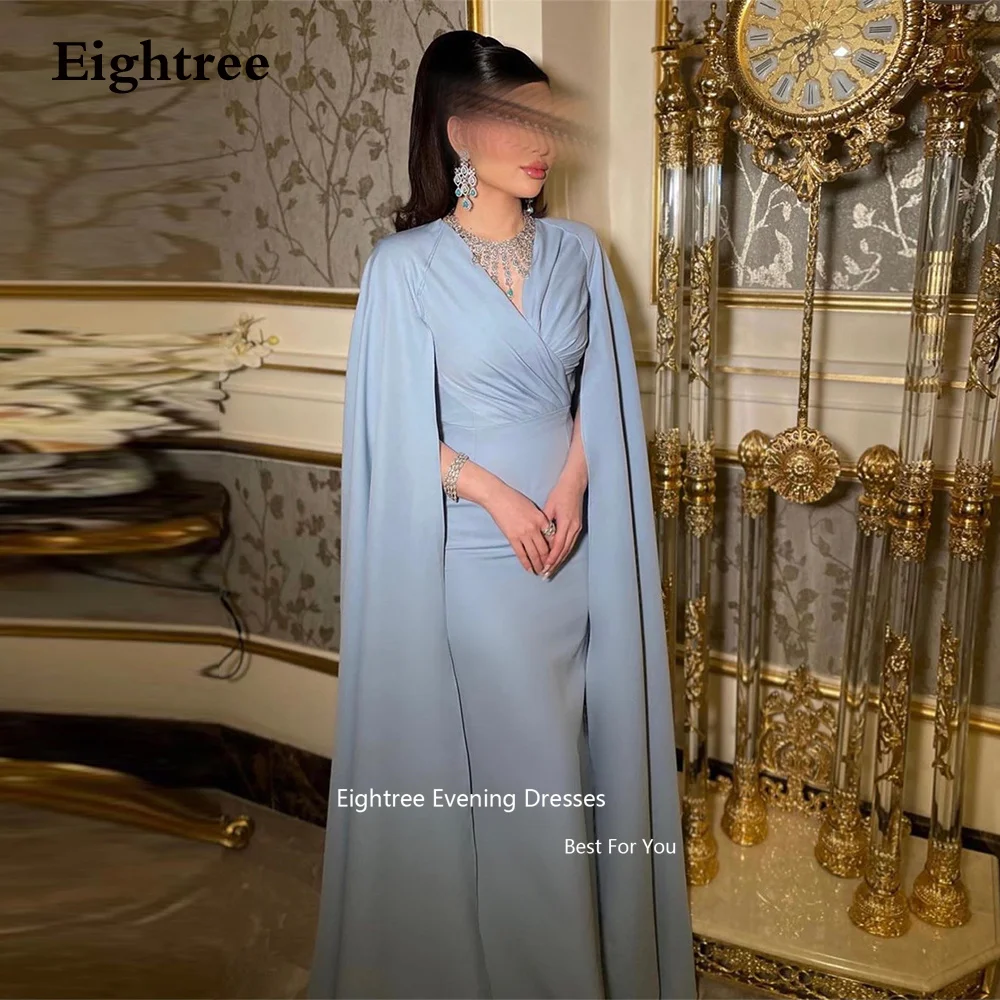 

Eightree Vintage Prom Dresses Mermaid Satin V Neck Long Sleeves Formal Occasion Dresses Elegant Party Dresses For Women 2023
