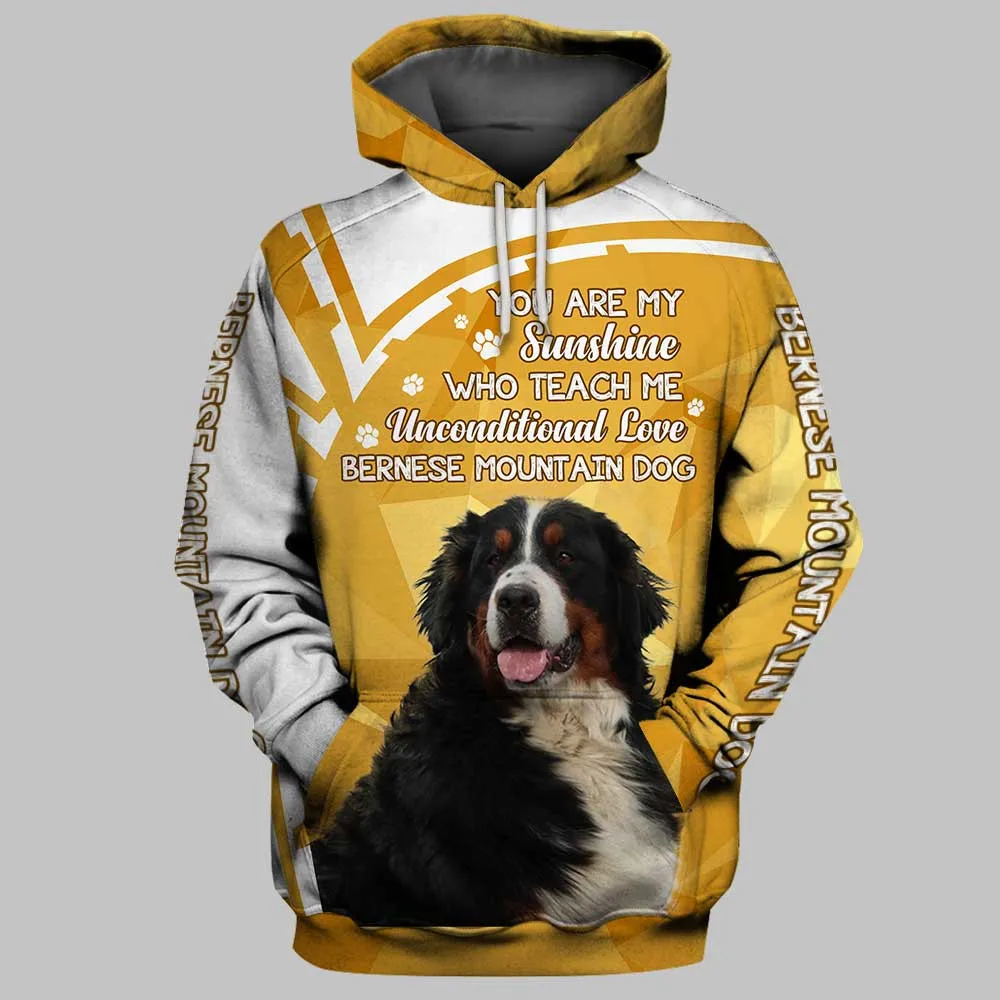 

CLOOCL Bernese Mountain Dog Hoodies 3D Graphic Dog is My Sunshine Hoodie Pets Dogo Argentino Sweatshirts Unisex Tops