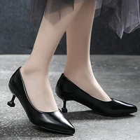 large size 36 45 pointed toe pumps women basic nude shallow mature office shoes mujer bombas stiletto high heels shoes women2020