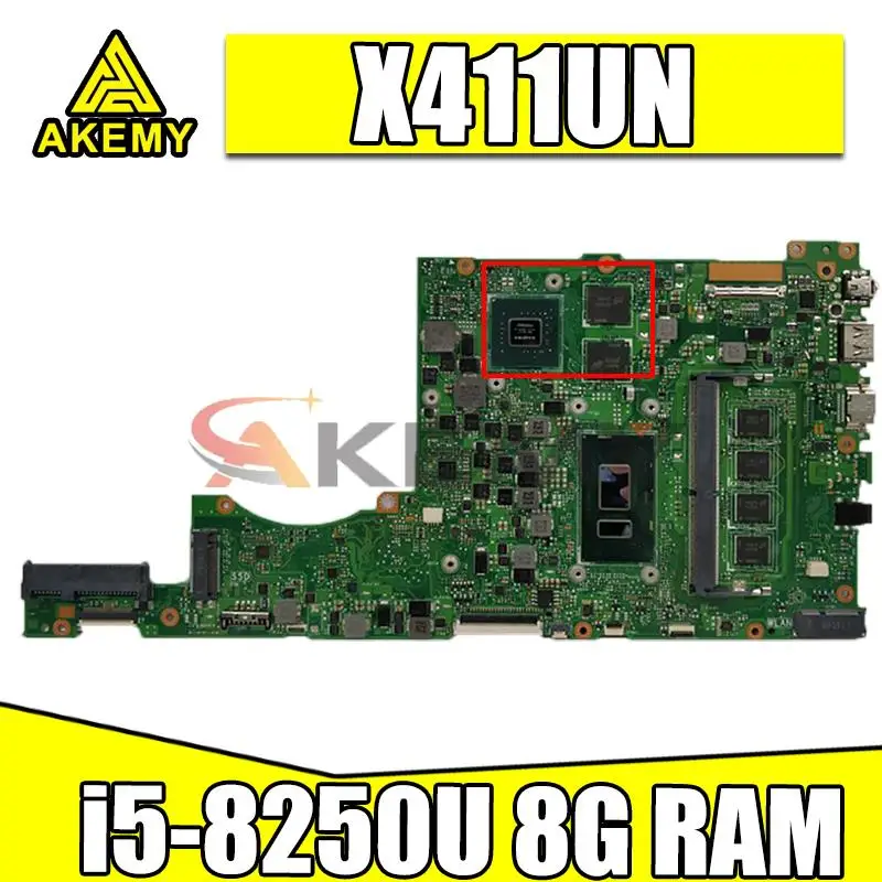 

For ASUS Vivobook S14 Mainboard X411UN X411UNV X411UQ X411UA X411U Laptop motherboard Motherboard 8GB-RAM i5-8250U MX150 GPU