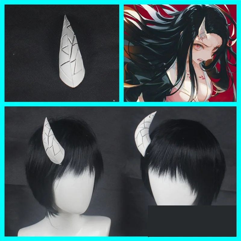 

Nezuko Kamado Demon Slayer Kimetsu no Yaiba Cosplay Props Accessories Demon Transformation Horns Head Clip Headwear Hairwear