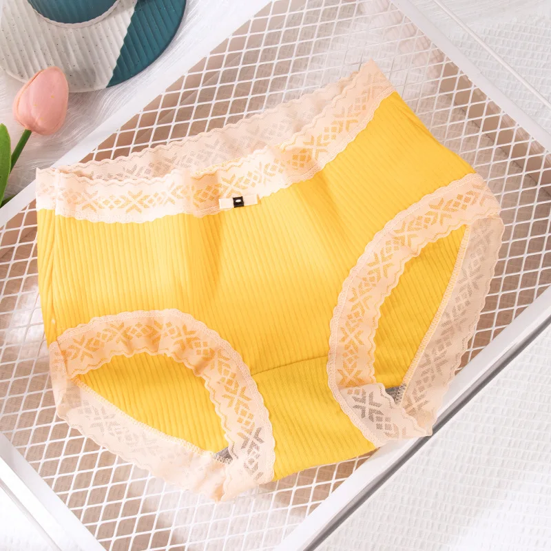 

New Cotton Women's Underwear Ladies Traceless Mid-Waist Bacteriostatic Crotch Girl Breathable Lace Ropa Interior Mujer Bragas