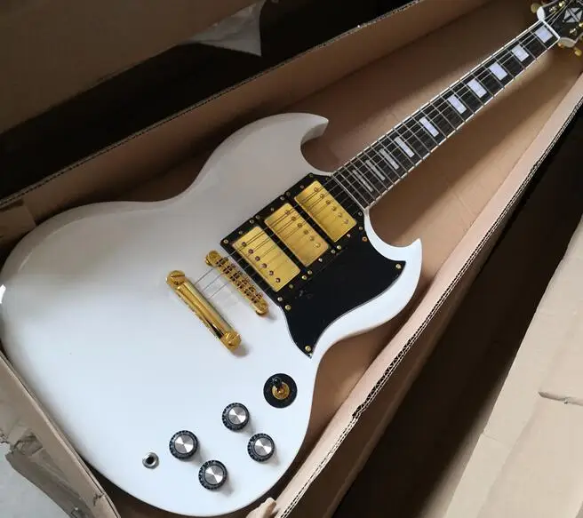 

Factory custom shop Newest three pickups White tobacco tiger gray sg-400 electric guitar in stock 62
