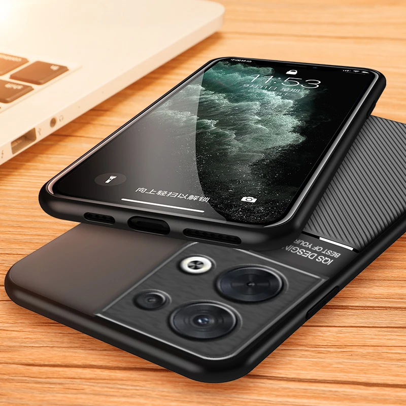 Чехол для Oppo Reno 8 из мягкой искусственной кожи с магнитным держателем для машины, пластиной для телефона и задней крышкой для Reno8 Pro+ Plus 5G.
