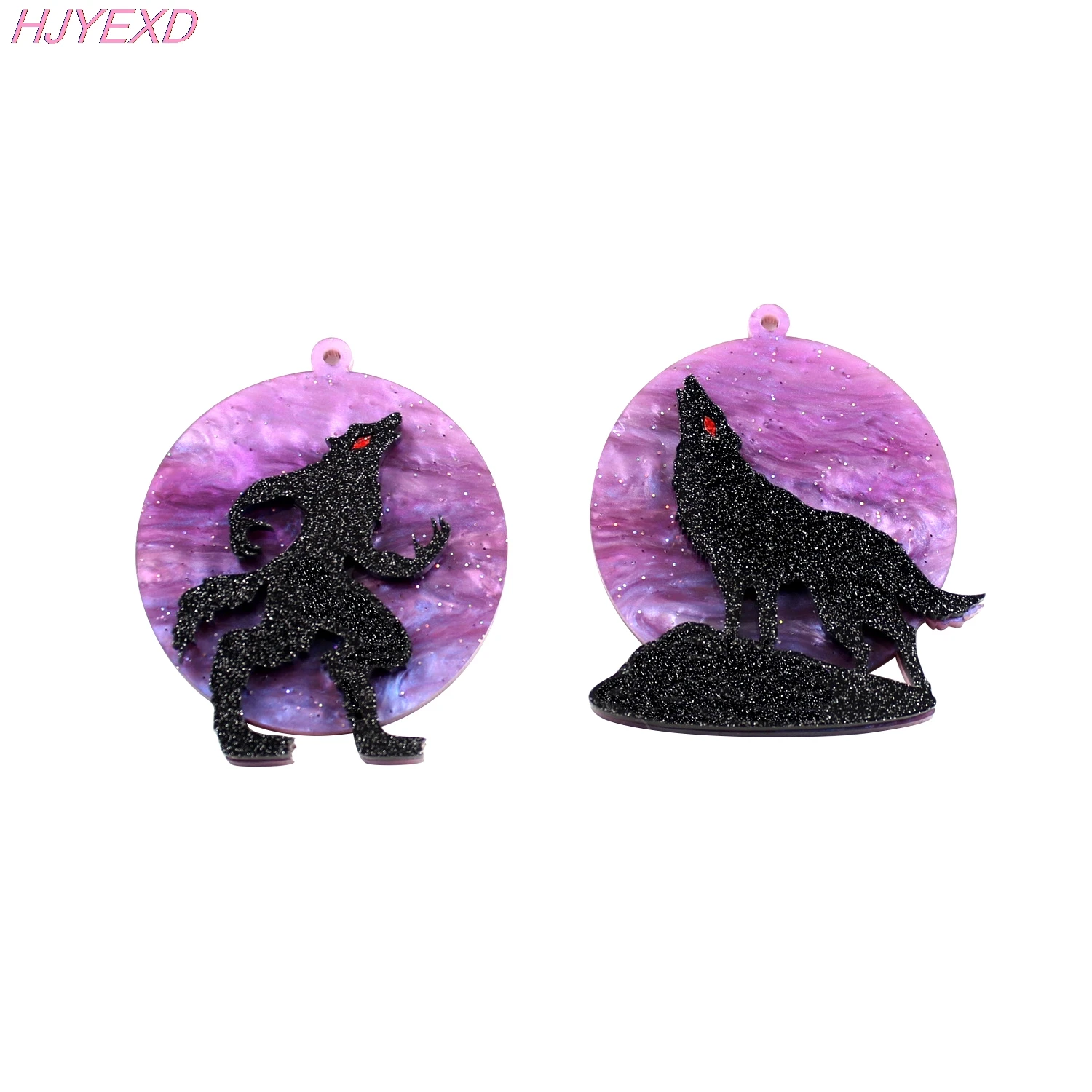 

Wolf Moon For Jewerly Charm Or Earrings Galaxy Purple Glitter Acrylic Howling On the moon