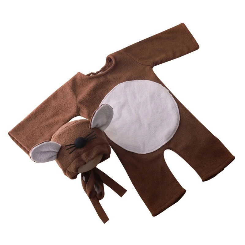 

57EE Infant Cosplay Hat & Long Sleeve Romper Photo Shooting Props Newborn Shower Gift