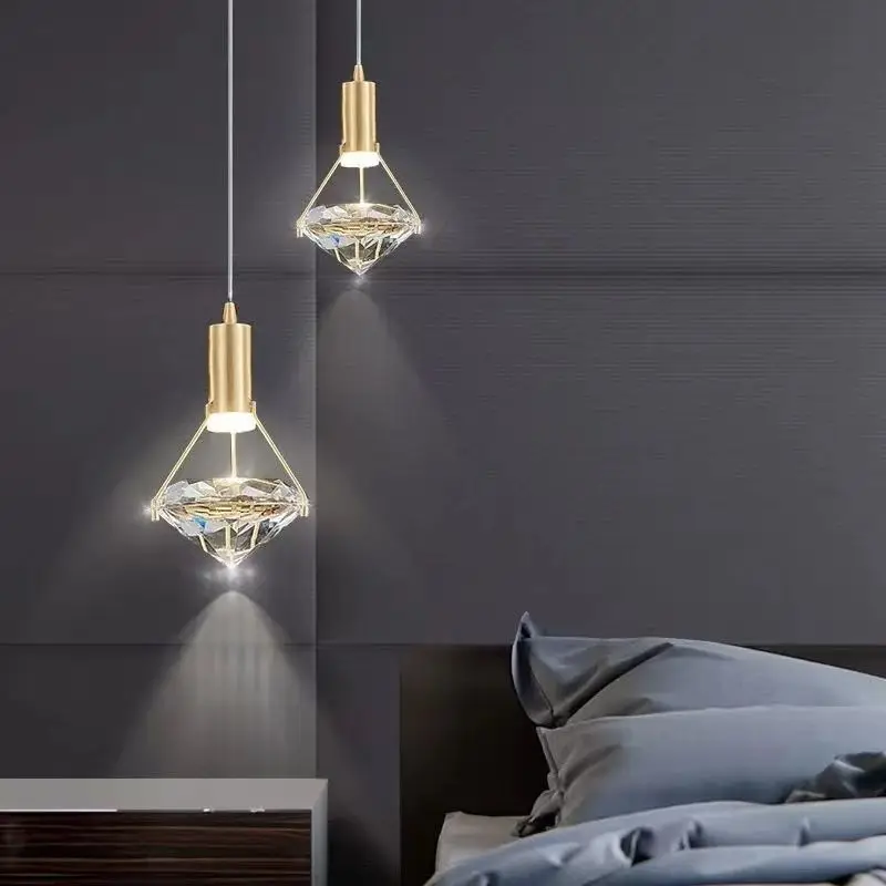 

Europe Diamond K9 Crystal Cord Pendant Lights Parlor Study Other Bedrooms Dining Room LED Lighting Modern Warm Light 90-260V CCC