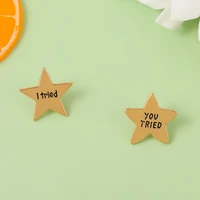 pentagram star enamel pins youi tried brooches lapel pin button badges creative fun jewelry gift for kids friends wholesale