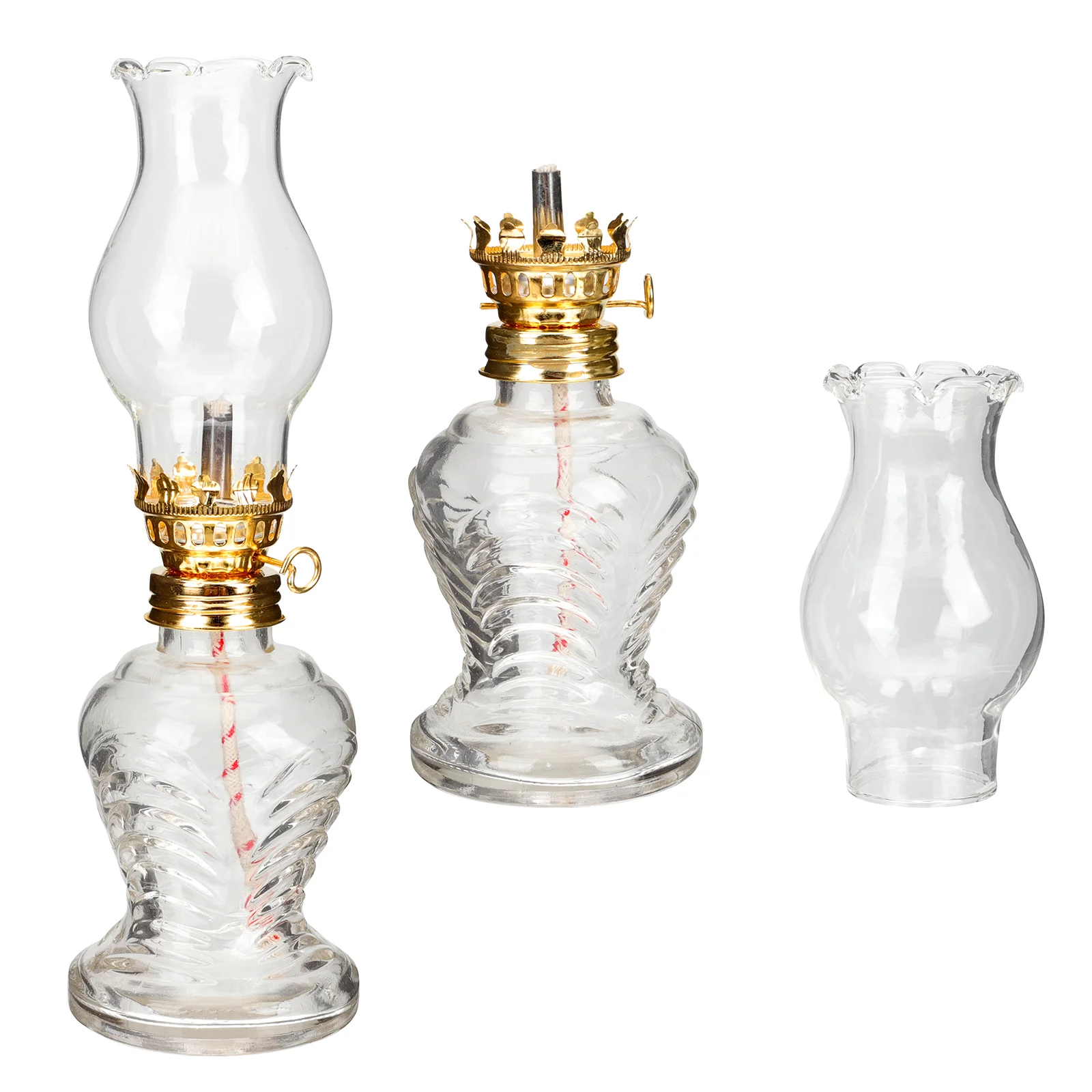 

2 Pcs Vintage Decor Kerosene Lamp Style Oil Desktop 20X6CM Glass Home Wedding Lamps Light