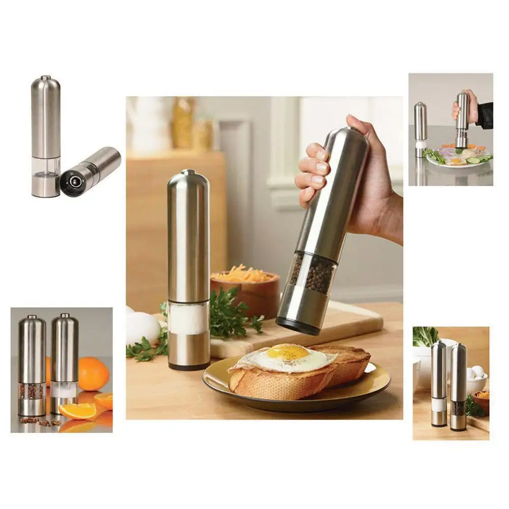 

Electric Automatic Mill Pepper And Salt Grinder Steel Mills Kitchen Grain Spice Grinding Porcelain Core Tools Mill G8M9