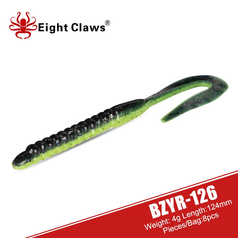 

EIGHT CLAWS Magnum Worm Soft Lure 124mm 4g Silicone Artificial Bait Jigging Wobblers U Tail Swimbait Bass Pike Soft Fishing Lure