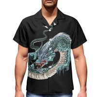 summer button down short sleeve shirt polynesia tribal dragon pattern printing mens short sleeved shirt design shirt for men