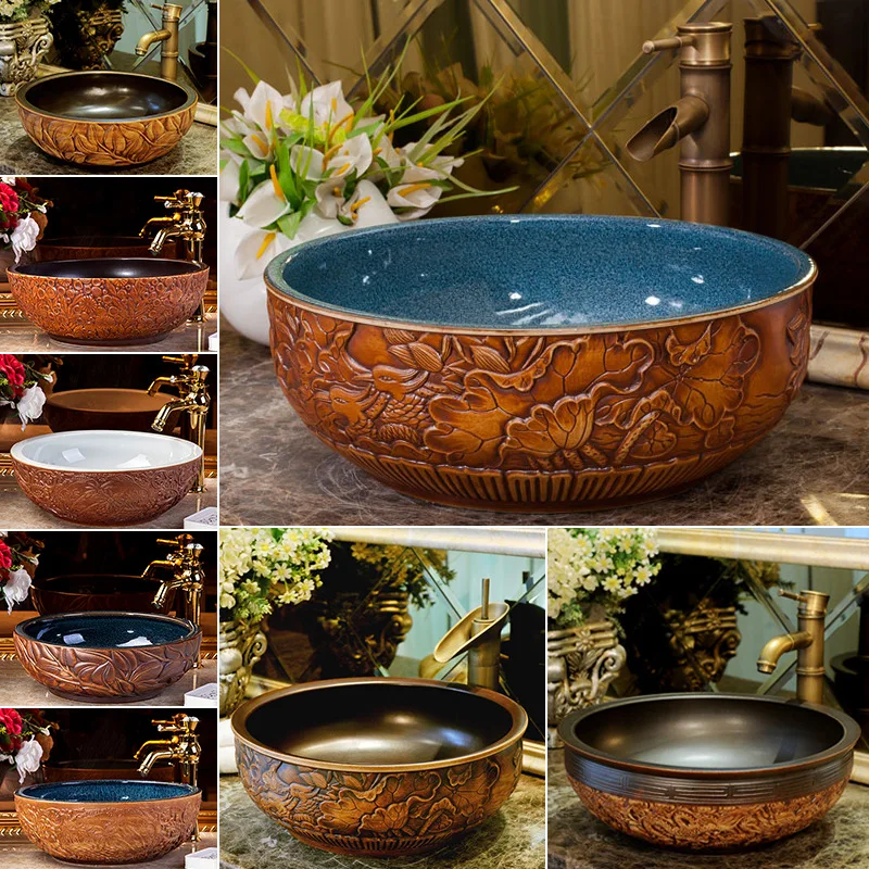 

Chinese Ceramic Art Basin Hotel Wash Basin Bathroom Table Basin Bathroom Wash Basin