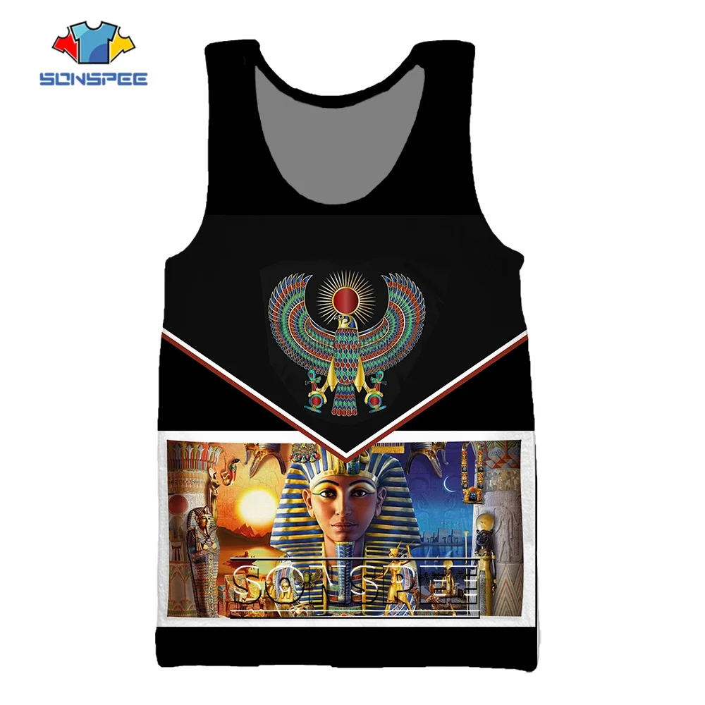 

SONSPEE Summer Vintage Ancient Egyptian God Gothic 3D Printing Sleeveless Vest Men Women Gament Pharaoh Oversize Tank Tops