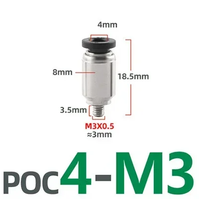 

Пневматические соединители MINI Фитинг PC POC Воздушный шланг 3 мм 4 мм 5 мм 6 мм Наружная резьба M3 M4 M5 M6 1/8 дюйма BSPT Вставной соединитель трубки