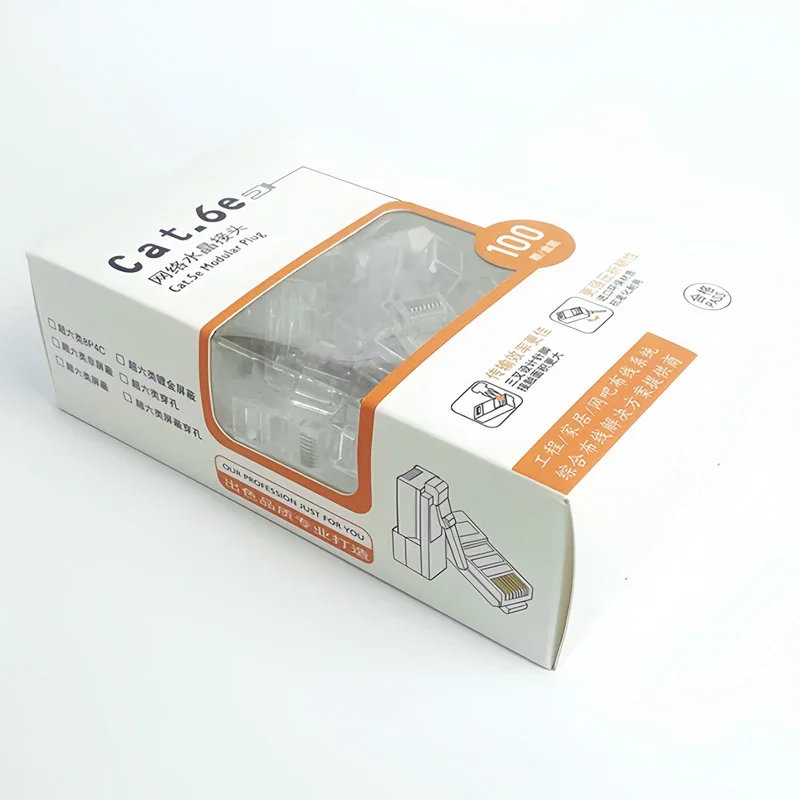 Комплект из 100 разъемов RJ45 Cat5eCat6, позолоченные |   Разъем Ethernet для сетевых кабелей мощностью 1000 Мбитс — совместимость с Cat5e (art.: 3920cdc0f85a4) - 3920cdc0f85a4