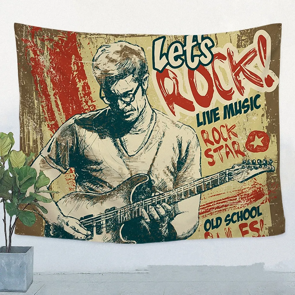 

Retro Band LOGO Flag Banner Hip hop\Jazz\Reggae\Rock\Heavy metal Music Poster Tapestry Wall Sticker Bar KTV Studio Decor Cloth