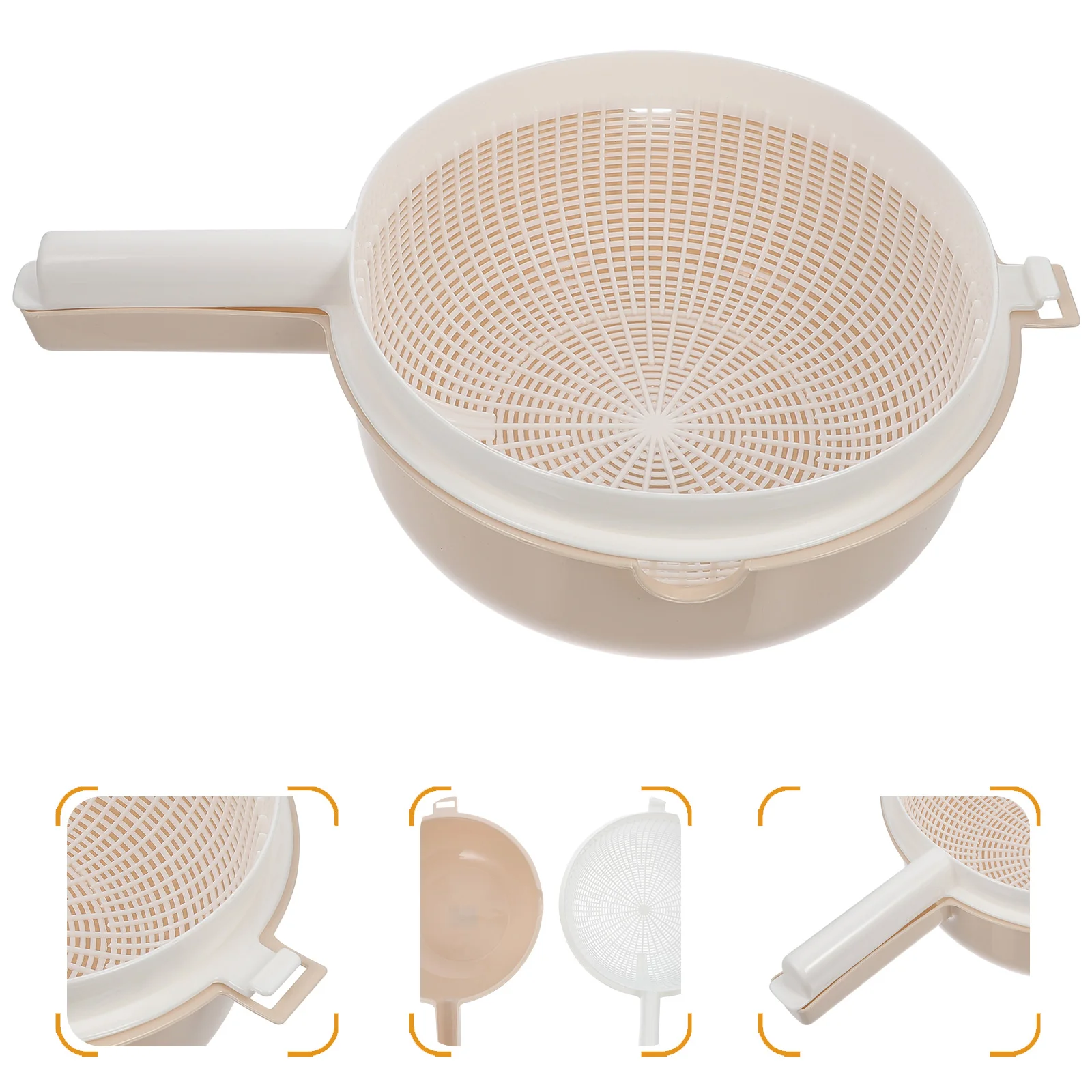 

Handle Drainer Basket Plastic Colander Pasta Strainer Vegetable Washing Manual Kitchen Bowl Drying Fruit Rice Dinnerware