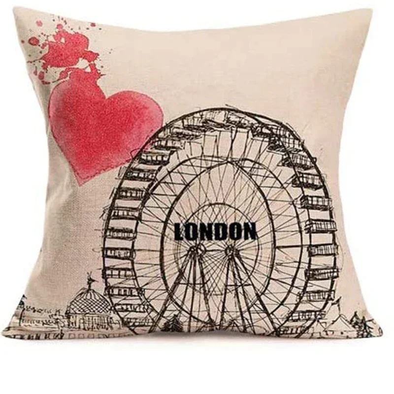 Льняной хлопковый чехол для подушки с животным узором бренд Eovna Pizzi Bastion Эйфелева