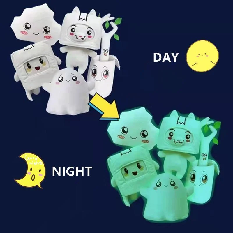 

Lankybox Glow In The Dark Plush Toy Cartoon Foxy Boxy Ghosty Lanky Box Removable Luminous Soft Stuffed Doll Children Gift