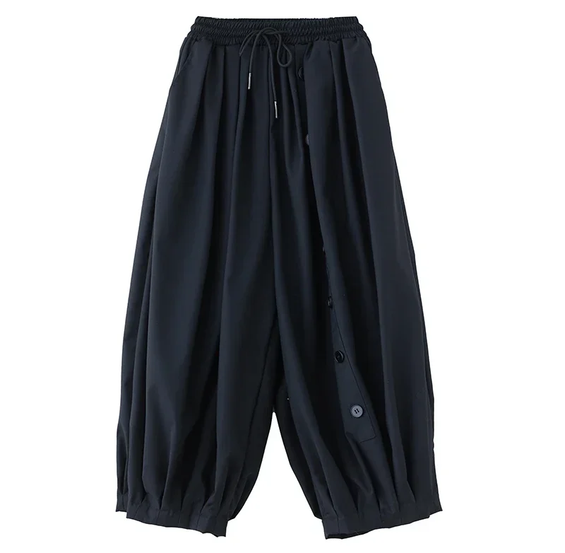 Повседневные капри с карманом женские широкие брюки-кюлоты высокой талией