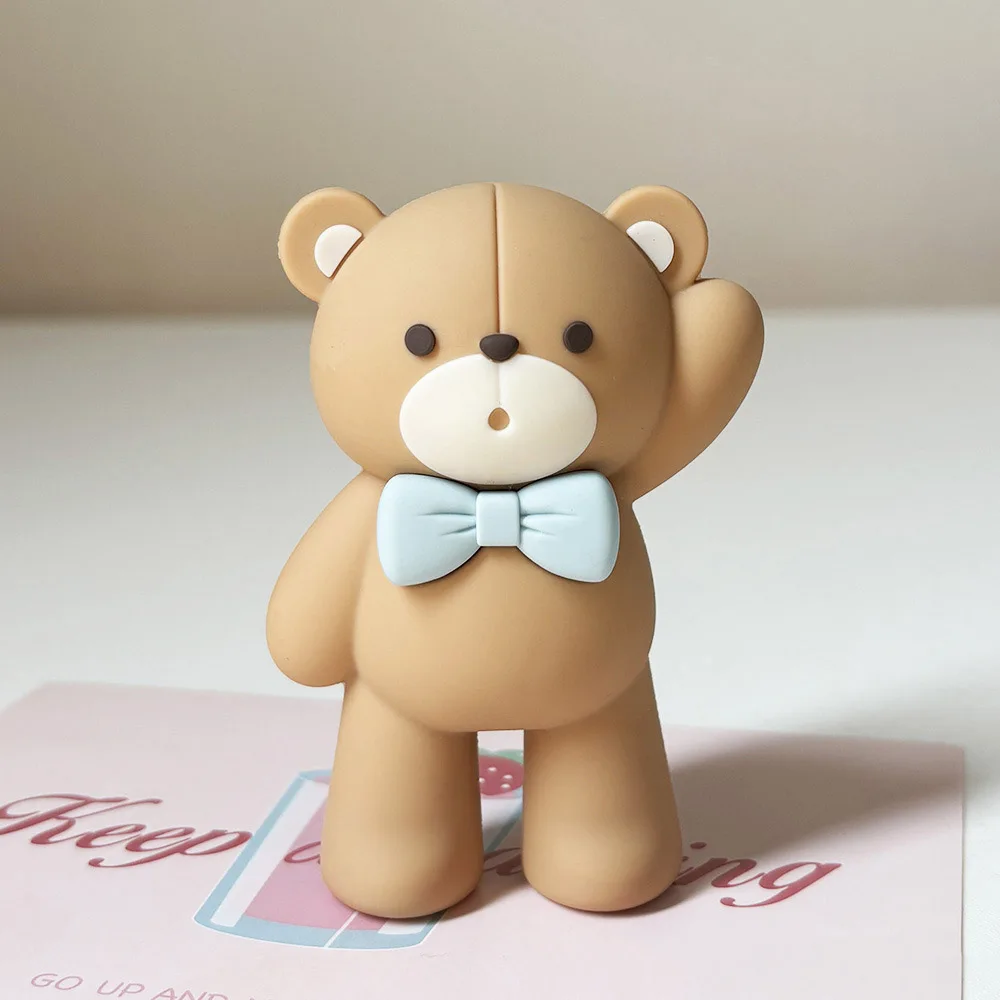 Топпер для торта с голубым и розовым медведем 32 шт.