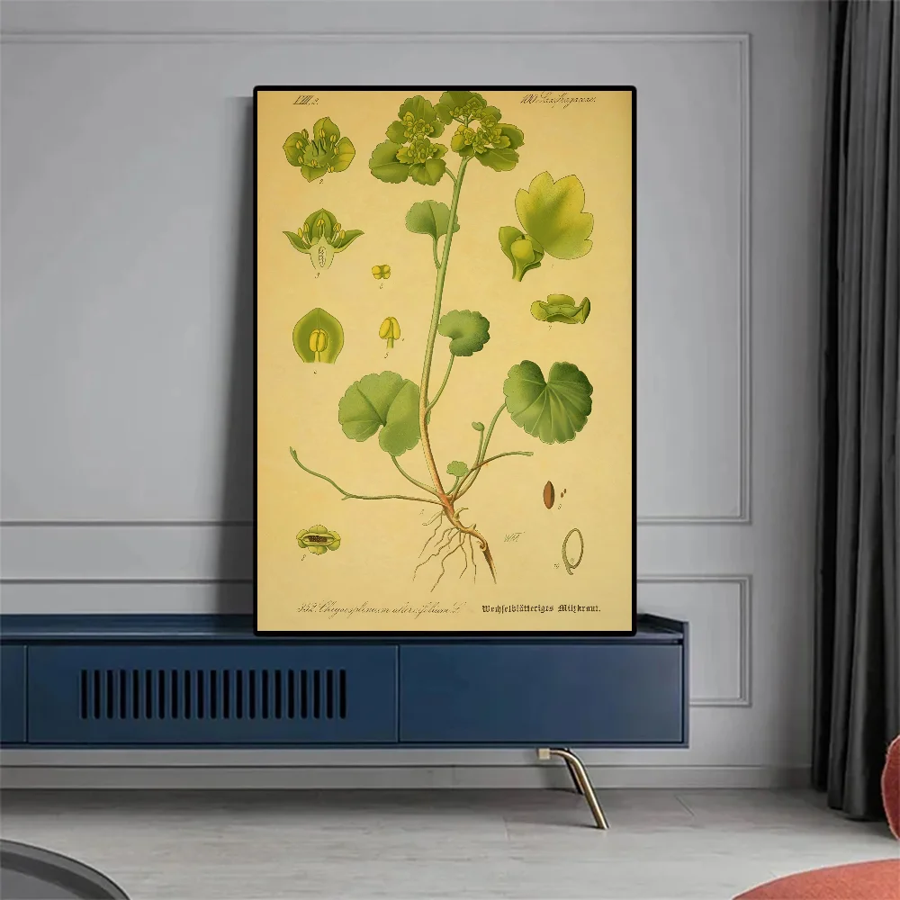 Plants Grasses Green Poster Self-adhesive Art Waterproof Paper Sticker Coffee House Bar Room Wall Decor