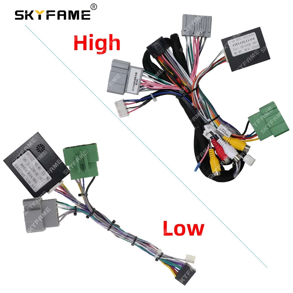 SKYFAME 16Pin Car Wiring Harness Adapter Canbus Box Decoder Android Radio Power Cable For Volvo S80 XC70 V70 OD-VOLVO-04