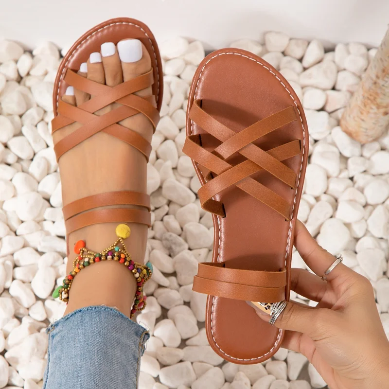 

Summer Ladies Sandals Retro Peep Toe Casual Shoes for Women Flats Slippers Comfort Beach Female Slides Mujer Sandalias Indoor1