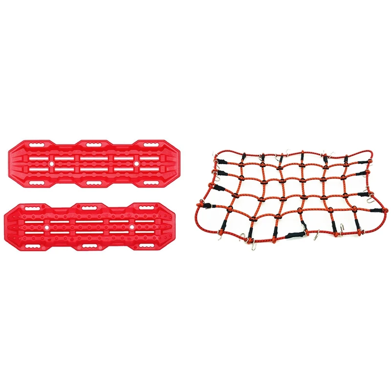 

1X багажная сетка на крышу для автомобиля D90 D110 Traxxas TRX-4 Trx4 Rc, красная и 2 шт. пластиковая песчаная лестница, восстанавливающая платформа