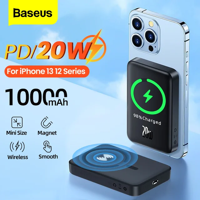 Baseus 10000mAh Magnetic Wireless Charger Power Bank 6000mAh PD 20W Powerbank For iPhone 13 Pro Max External Battery Poverbank 1