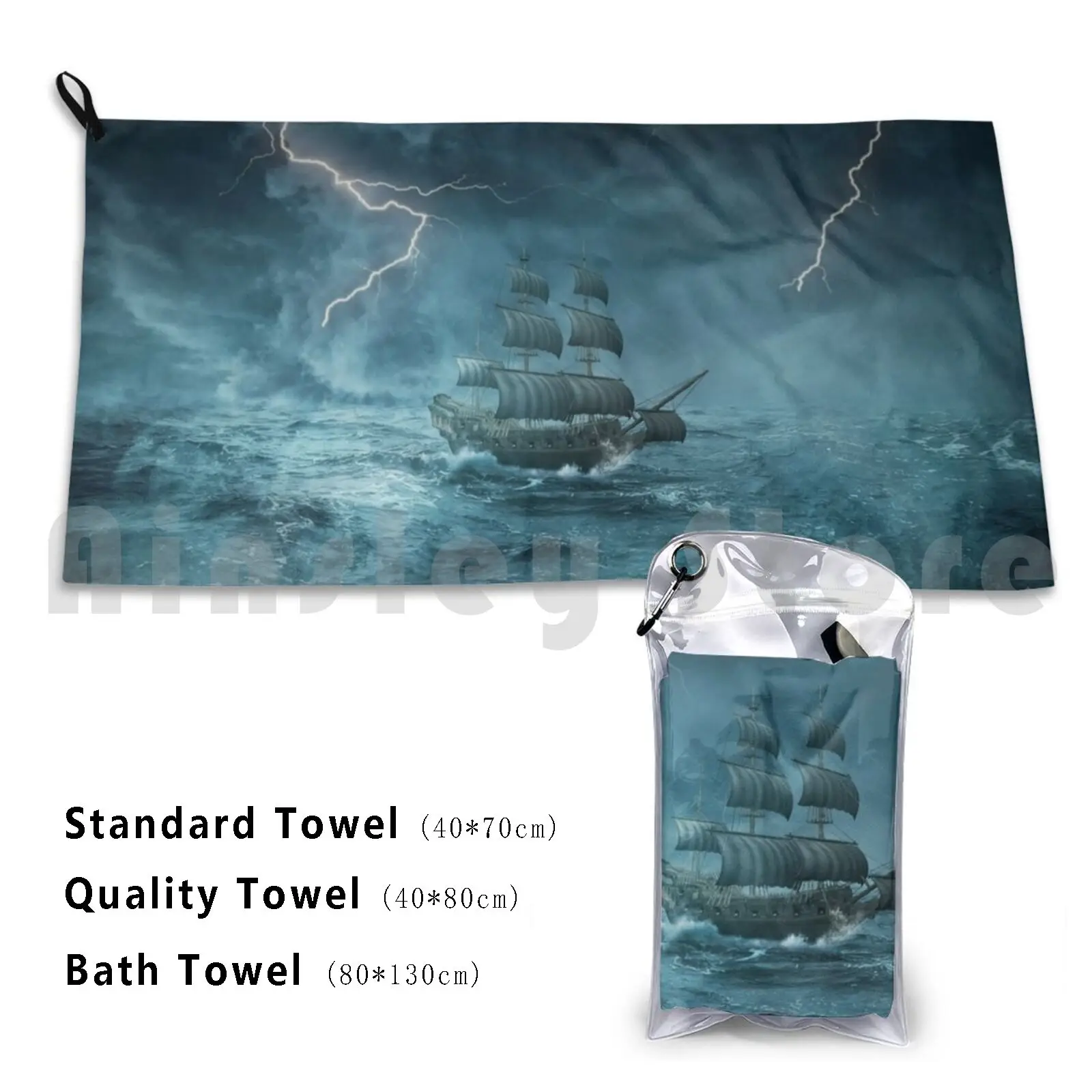 Полотенце для ванны с принтом Призрачного корабля морского приключения круиза