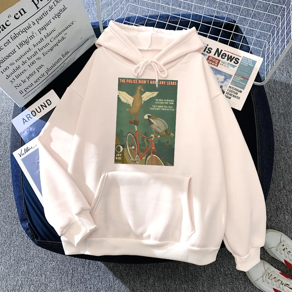 

The Police Didn'T Have Any Leads About Duck Steals Bicycle Print Men Hoodie Shoulder Drop Long Sleeves Casual Pullover Man Hoody