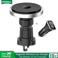 bonola 15w magnetic wireless car charger for iphone 13 1211xs max qi car magnetic wireless charger air outlet car phone holder