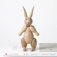 new arrivals nordic denmark solid oak wooden rabbit bear ornament home decoration figurines mascot puppet kids gifts