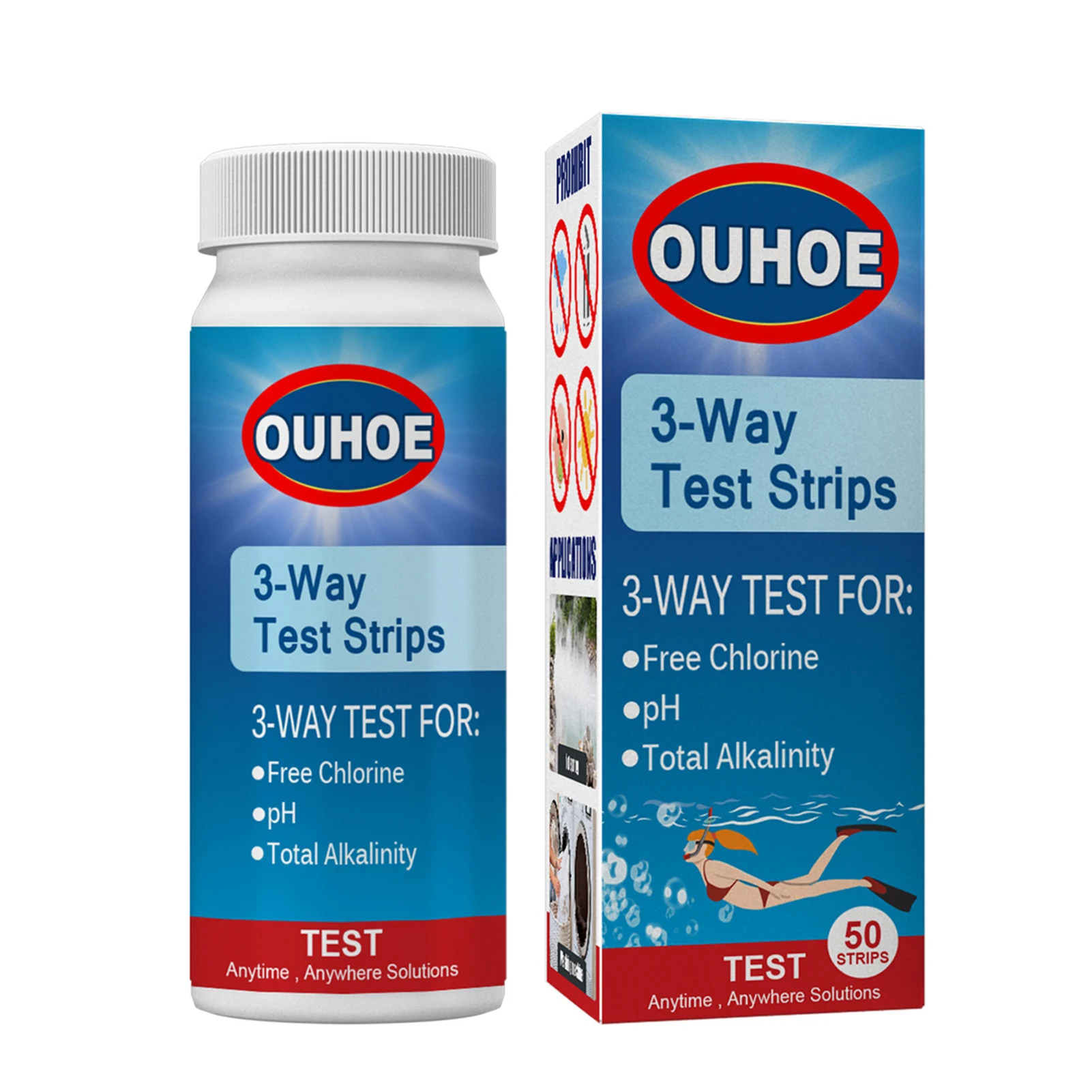

Swimming Pool Water Test Strips 3-In-1 Ph Tester Kit 50 Strips Water Test Kit For Testing Human Ph Drinking Water Swimming Pools