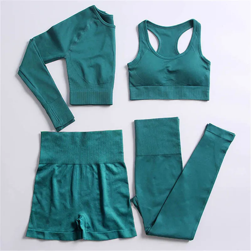 

2/3/5Pcs/Set Workout Clothes for Women Seamless Yoga Sets Female Fitness Suits Gym Running Leggings Outfits Sports Sportswear