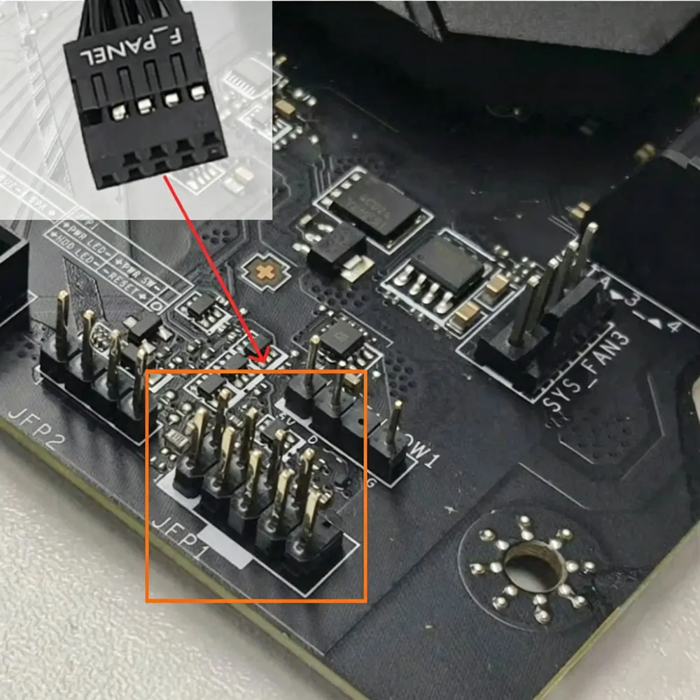 Фото Кабель-удлинитель Angitu MB 9Pin F_PANEL Splitter Switch Jumper, черно-белый, 9-контактный, 2xMale-Female, для компьютера, с контролем включения/выключения питания №5