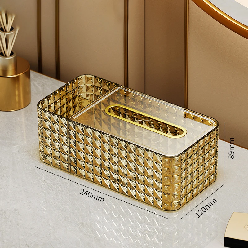 

European Ligh Luxury Tissue Box Gold Household Storage Spring Paper Box Holder For Bedroom Living Room Elegance Tissue Boxes