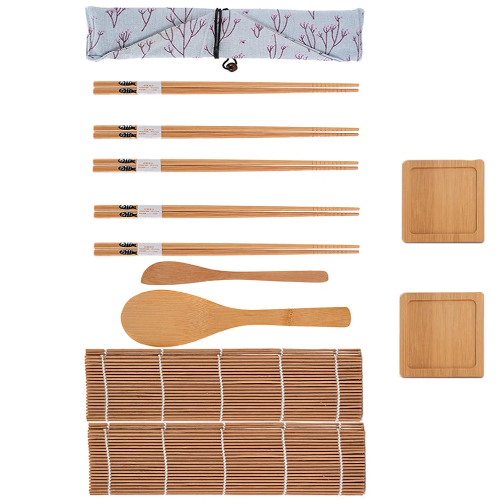 

Sushi Kit Bamboo Mat Paddles Maker Rice Rolling Homemade Beginner Complete Spreader Plate Spatula Utensils Japanese Tools Temaki