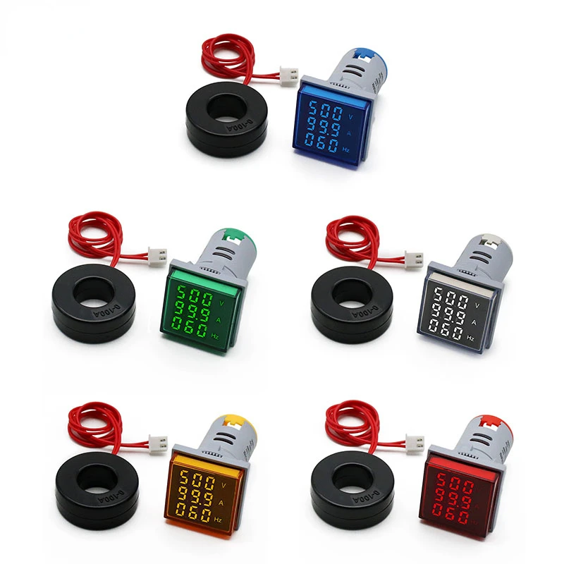 

JMTSquare LED Digital Voltmeter Ammeter Hertz Meter AC20-500V Signal Lights Voltage Current Frequency Combo Meter Indicator Test