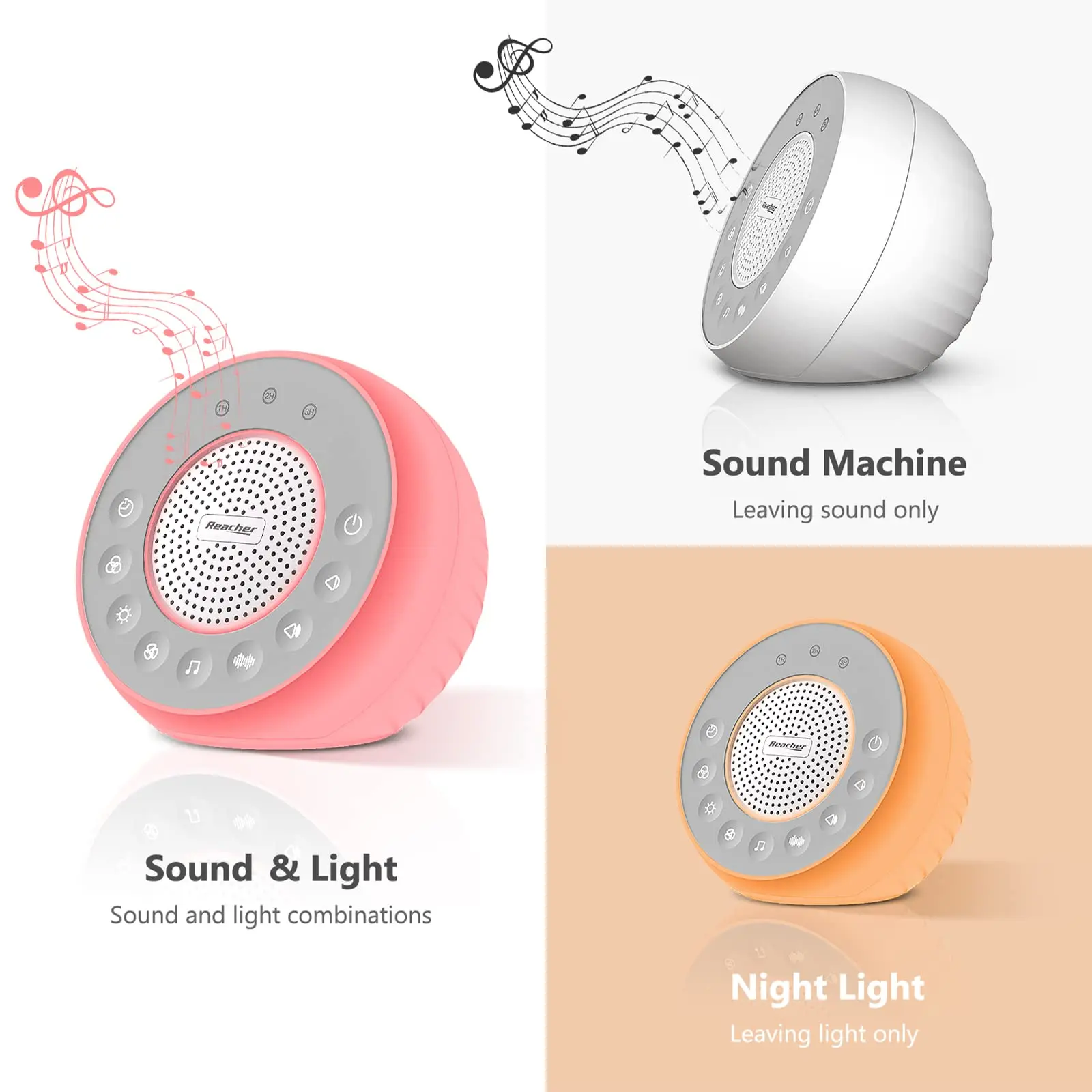 Детский звуковой автомат с белым шумом Reacher R2 и 31 натуральными успокаивающими