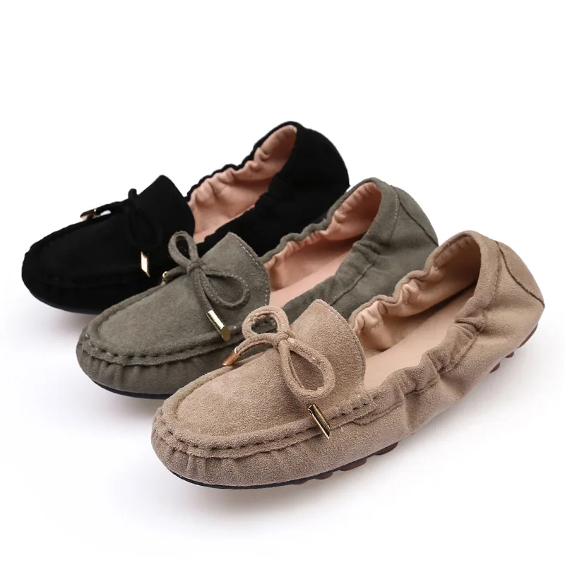 

TOPHQWS Casual Women Ballet Flats Spring 2022 Nubuck Loafers Round Toe Casual Slip-on Flat Shoes Luxury Elegant Women Moccasins