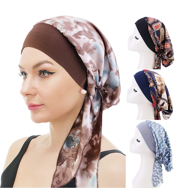 

Wholesale Lady Long Hair Sleep Cap Low Moq Elastic Long Braid Satin Hat Bonnet