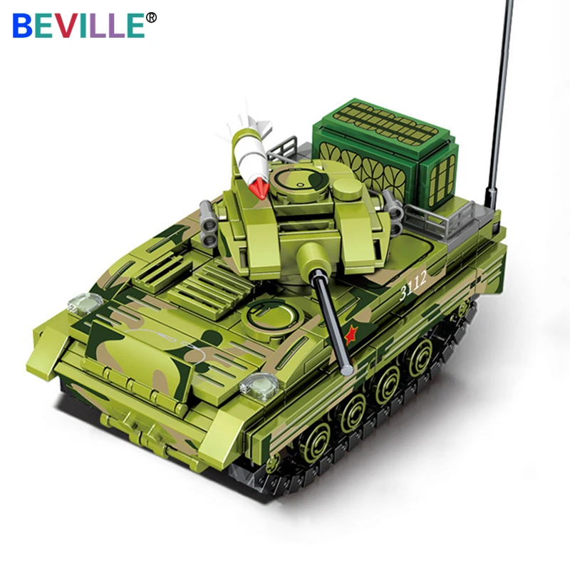 

SEMBO 324Pcs Military ZBD-03 Airborne Armored Vehicle Building Blocks WW2 Army Weapons Soldier Police Figures Bricks Toys Kids