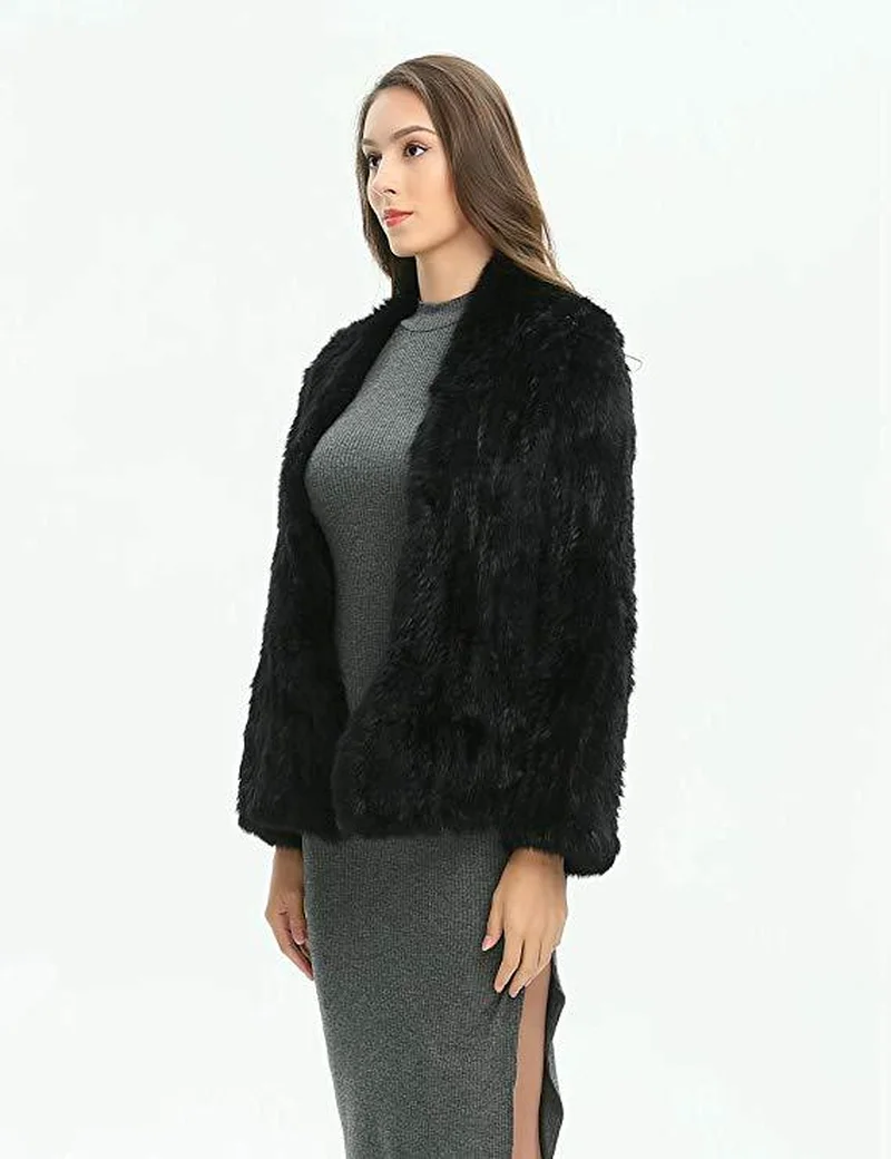 Top Sell Fur New Genuine Rabbit Fur Coat Fashion Women Knit Rabbit Fur Jacket Winter Warm Rabbit Fur Outwear