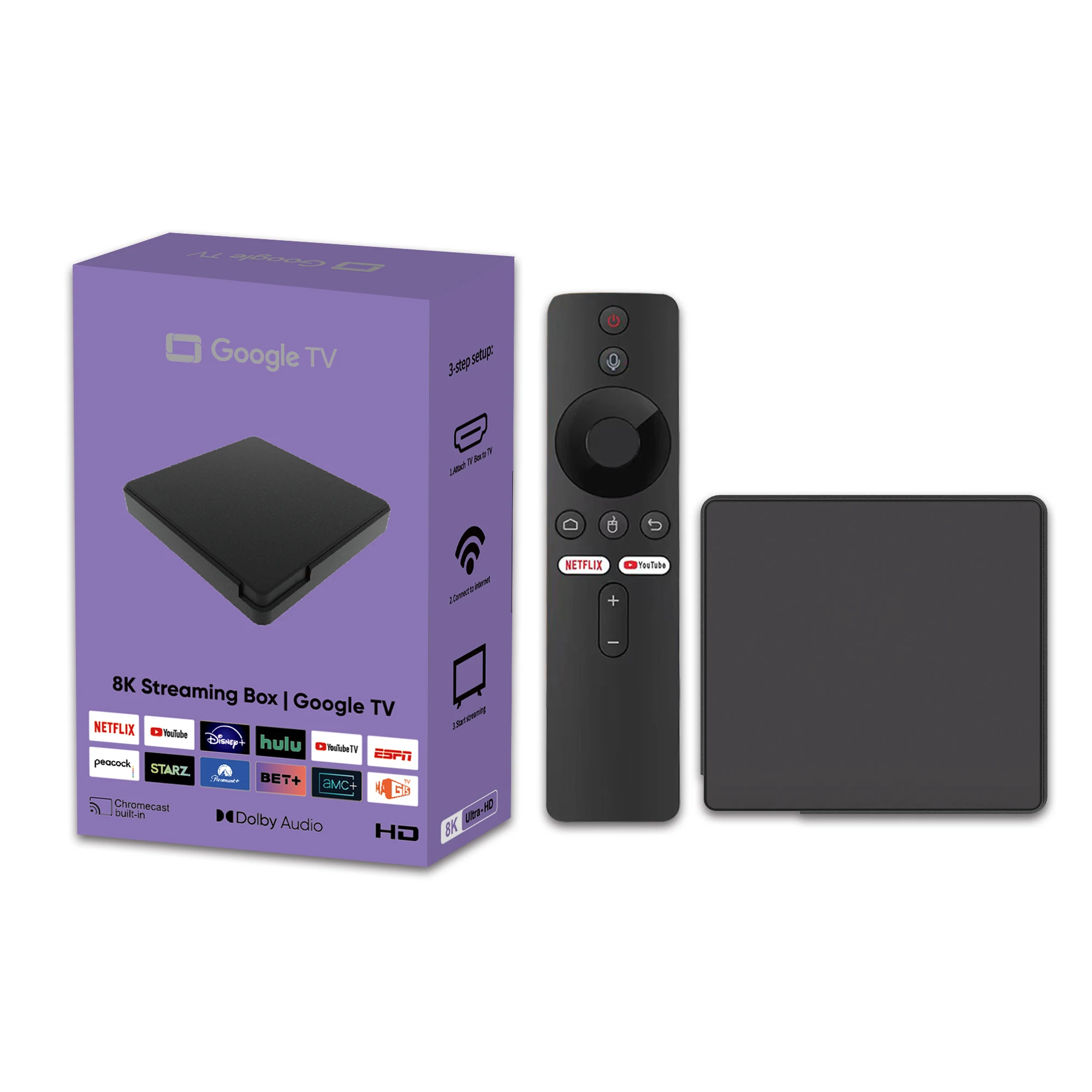 Фото ТВ-приставка Android Smart Set Top Box с поддержкой Wi-Fi 2.4G/5G, голосовым управлением и функцией стриминга, медиаплеер для дома, Android TV Box №3