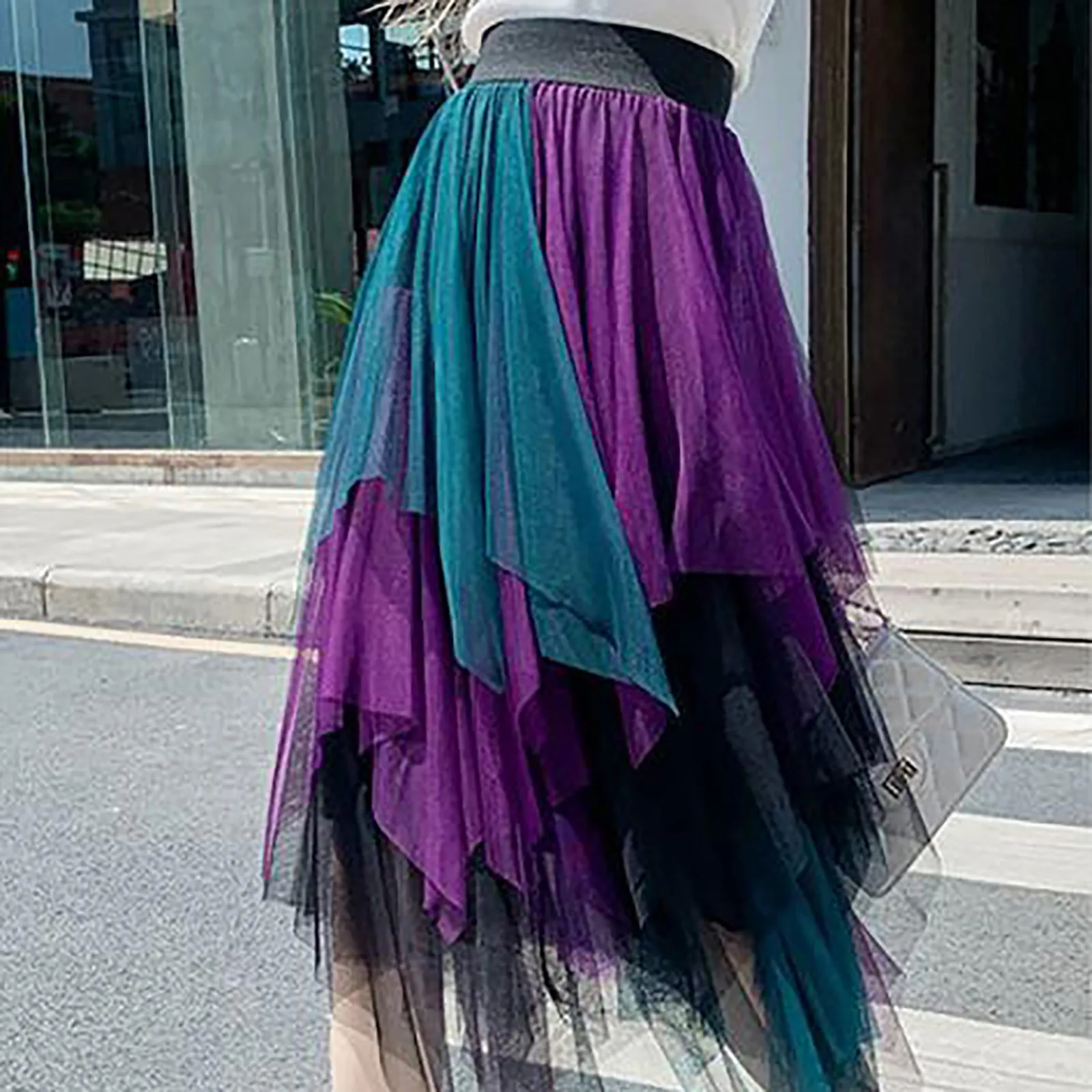 

Spring Waist Summer High Long Elastic Pleated Womens Belt Skirt Mesh Women Skirt Women's Skirt Suits for Work