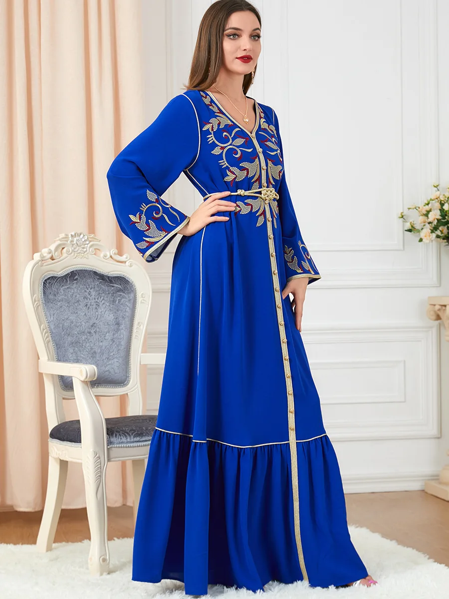 Muslim Kaftan Abaya Dress Kimono Women Dubai Turkish Islamic Clothing Wedding Party Long Sleeve Gown Djellaba Femme Musulman