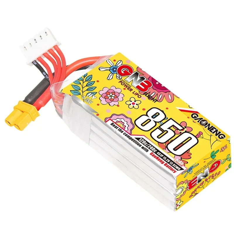 Фото GAONENG GNB 4S 15,2 В 850 мАч HV 120C LiPo аккумулятор Cinelog Cinewhoop запасные части для радиоуправления гоночный самолет FPV аккумулятор 15,2 В №4